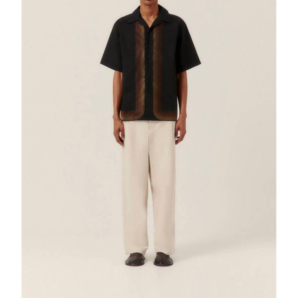 NEW COMMAS sun waves camp collar shirt in black